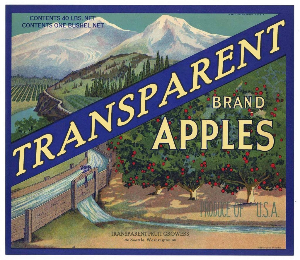 VIntage Fruit Label for Transparent Apples